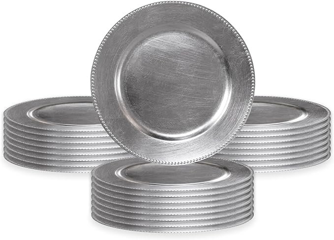 Silver Beaded Charger Plates 13"