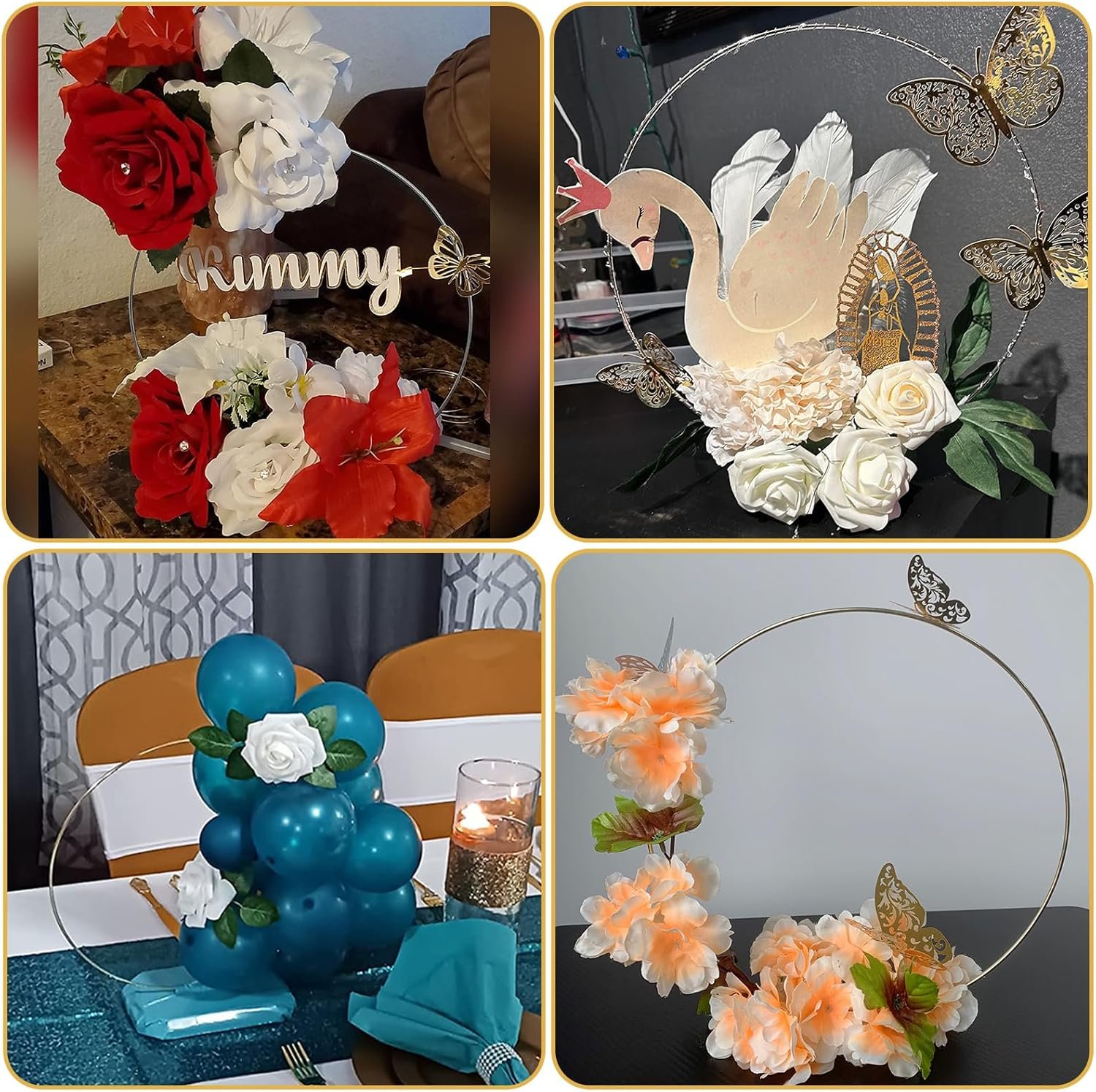 Floral Hoop Table Centerpiece Ring Stand (10 PCS 14 Inch) - Image 2