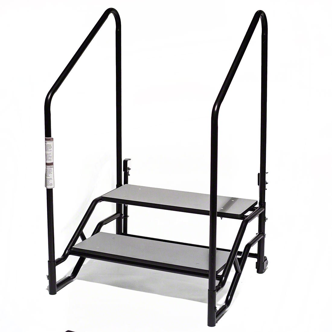 Two Adjustable Stage Platforms with Steps – Gray Carpet (4ft x 8ft) - Image 3