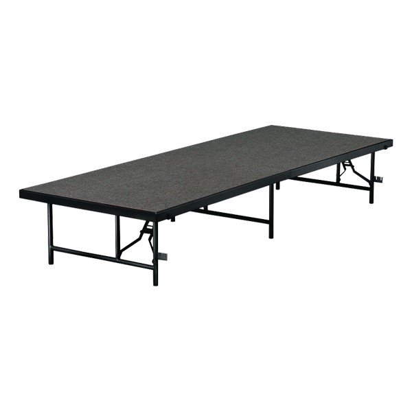 Two Adjustable Stage Platforms with Steps – Gray Carpet (4ft x 8ft)