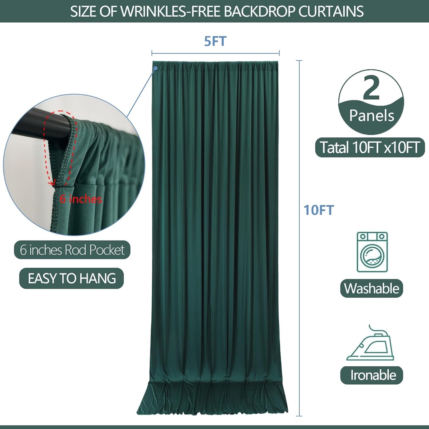 Polyester Backdrop Curtains (5 FT x 10 FT) - 2 pcs - Image 2