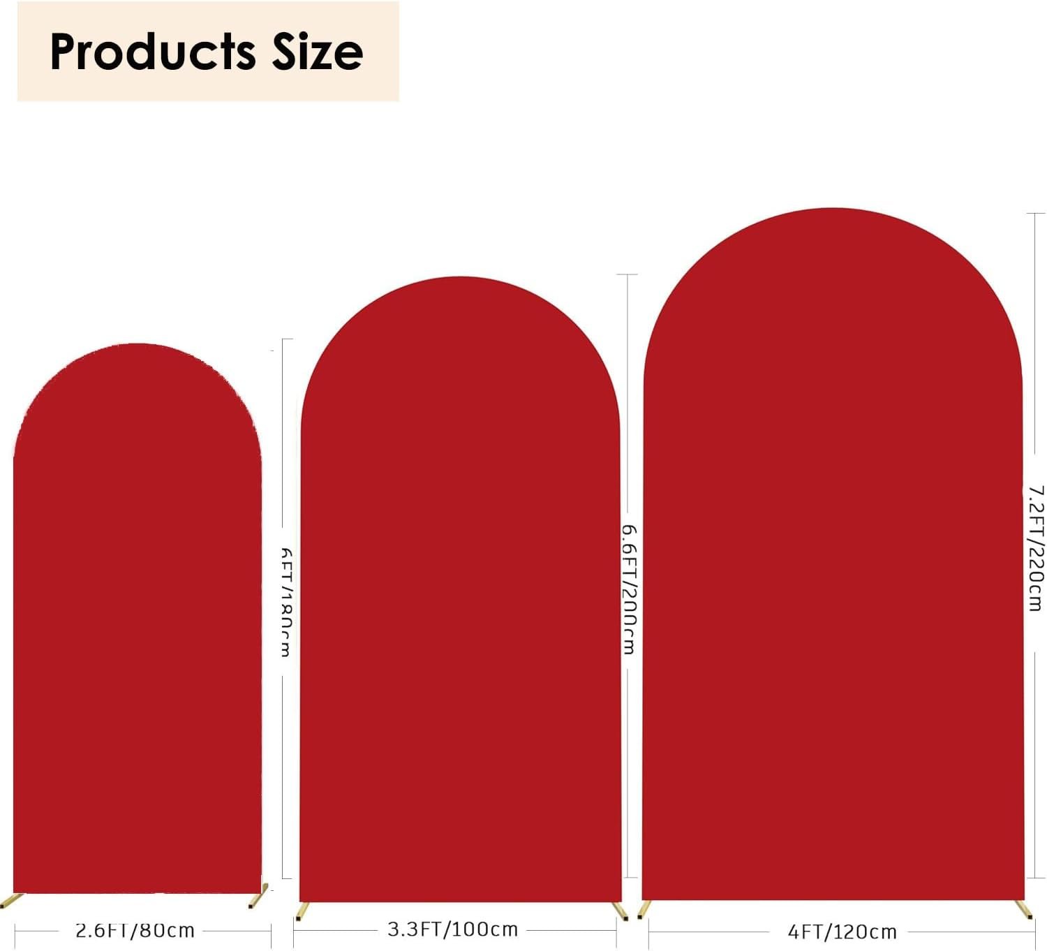 Red Arch Cover Spandex 3pcs (7.2FT, 6.6FT, 6FT) - Image 2
